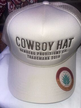 Sendero Provisions Co. Beige Cowboy SnapBack Hat Trucker Cap NWT